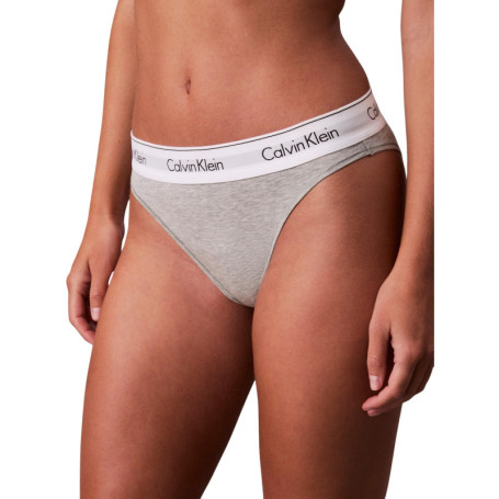 Slip Femme Calvin Klein High Leg avec Ceinture Emblématique - Gris Heather