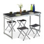 Table de Camping Pliable avec 4 Chaises Réglables - Relaxdays