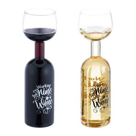Bouteille à Vin avec Verre Intégré - 750 ML, Cadeau Original