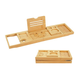 Support de Baignoire en Bambou Relaxdays avec Porte-Verre et Rangement