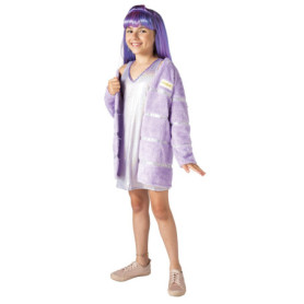 Costume Violet Willow Rainbow High pour Fille avec Perruque et Fourrure Écologique - Taille 4-6 ans