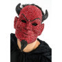 Masque de Diable Rouge et Noir avec Strass pour Halloween et Carnaval