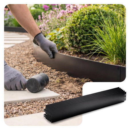 Bordure de Jardin en Métal VOUNOT - Lot de 20 Pièces Flexible et Résistante