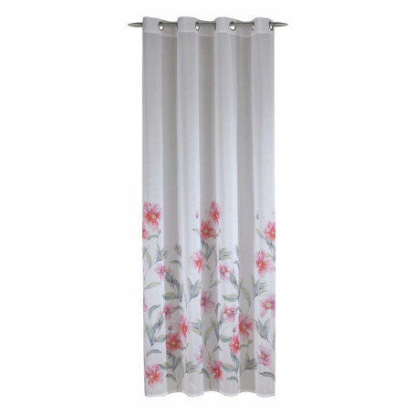Rideau Prêt à Poser Sehlbach avec Œillets - Imprimé Floral Blanc 135 x 245 cm