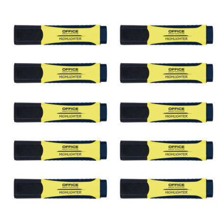 Lot de 10 Surligneurs Jaunes avec Poignée en Caoutchouc - Précision et Confort