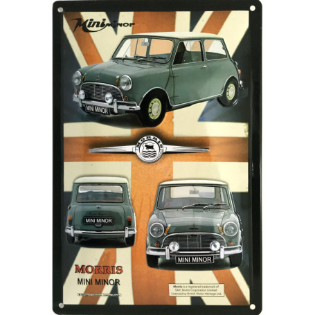 Plaque Métal Rétro Morris MINI Minor - Décoration Automobile Vintage 20x30 cm