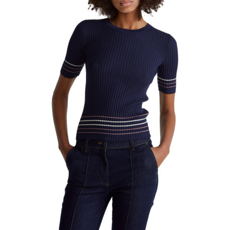 Pull Femme Bleu à Manches Courtes United Colors of Benetton