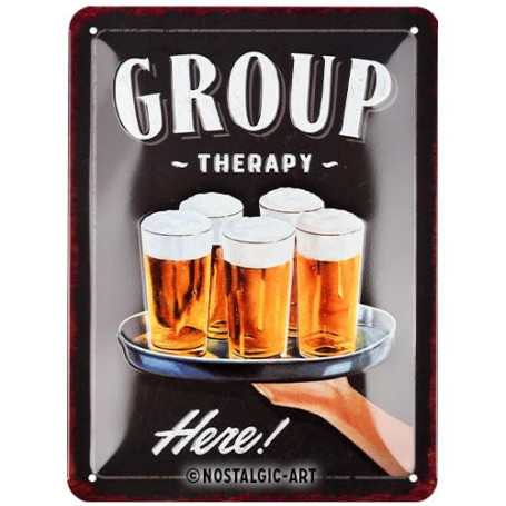 Plaque Rétro en Métal Group Therapy - Idée Cadeau pour Amateurs de Bière