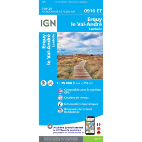 Carte de randonnée IGN 0916ET - Erquy, Val-André et Lamballe