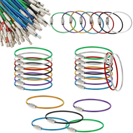 Ensemble de 56 Porte-clés Réglables en Fil Coloré - 7 Couleurs