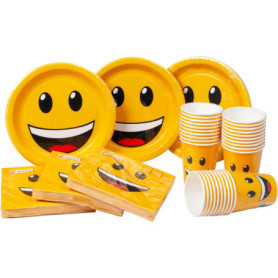 Lot de 120 pièces jetables Heku avec motif Smiley pour fêtes et anniversaires