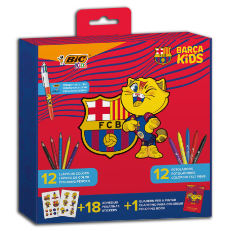 Kit de Coloriage BIC Kids FC Barcelone avec Stylo 4 Couleurs et Crayons