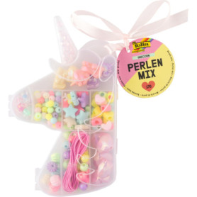 Folia Mix de Perles Unicorn - 170 Pièces Colorées avec Élastique et Boîte de Rangement