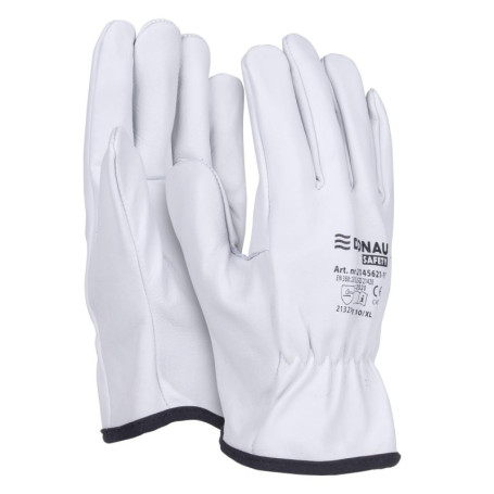 Gants de travail en cuir de vachette DONAU SAFETY - Taille 7 - Blanc