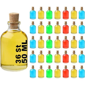 Lot de 36 mini bouteilles en verre transparent 50 ml avec bouchon en liège