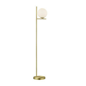 Lampadaire en Laiton Mat et Verre Blanc - Trio Leuchten Pure