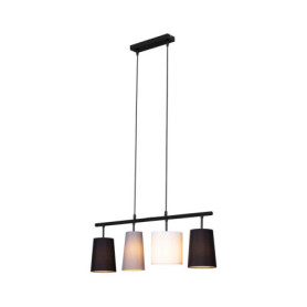 Suspension Design en Tissu avec 4 Abat-Jours - Lampe de Salle à Manger