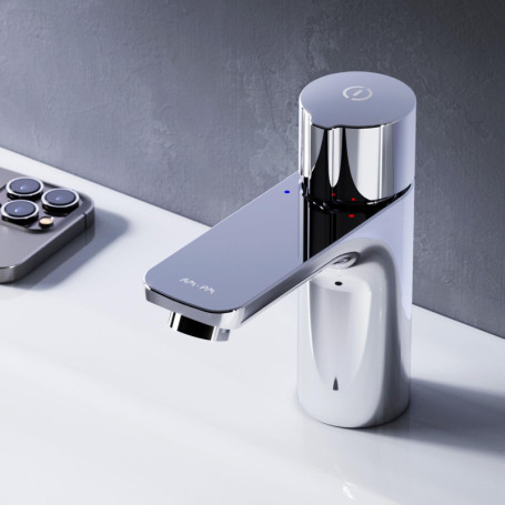 Mitigeur de lavabo AM.PM X-Joy en chrome avec interrupteur poussoir