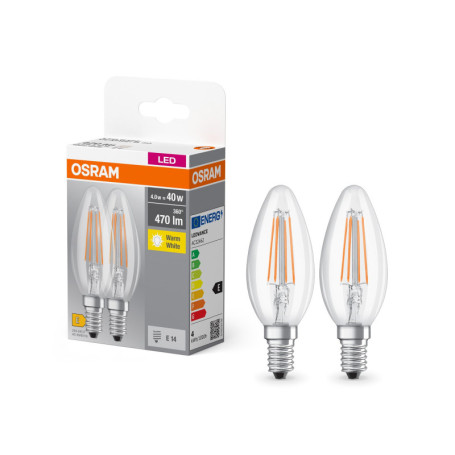 Ampoule LED OSRAM E14 4W Blanc Chaud - Pack de 2