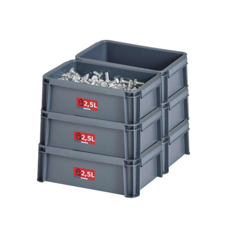 Sundis Master Box - Lot de 6 Bacs de Rangement Empilables 2,5L en Plastique Recyclé