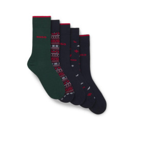 Lot de 5 Paires de Chaussettes Mi-Mollet HUGO pour Hommes - Détails Logotés