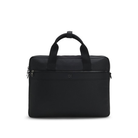 HUGO Quantic Doc Case - Porte-documents Noir en Cuir Grainé