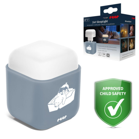 Reer SleepLight Veilleuse 2 en 1 avec Capteur pour Enfants - Lumière d'Ambiance Bleu Gris