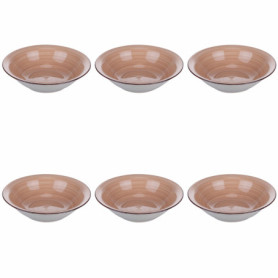 Lot de 6 assiettes creuses en grès peint à la main - 21,2 cm