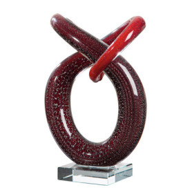 Sculpture en Verre Rouge Curvum - Décoration Artisanale pour Maison ou Bureau