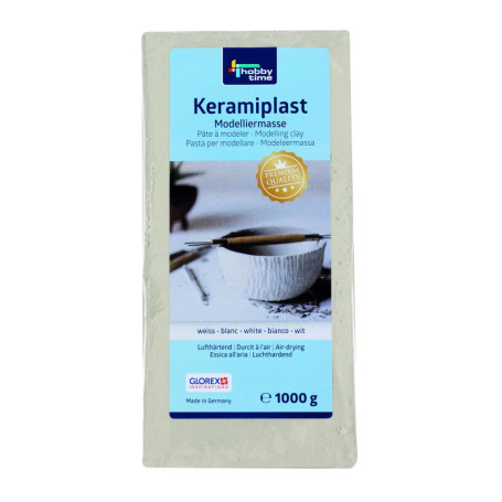 Pâte à modeler Keramiplast GLOREX 1000g - Blanc, flexible et facile à travailler