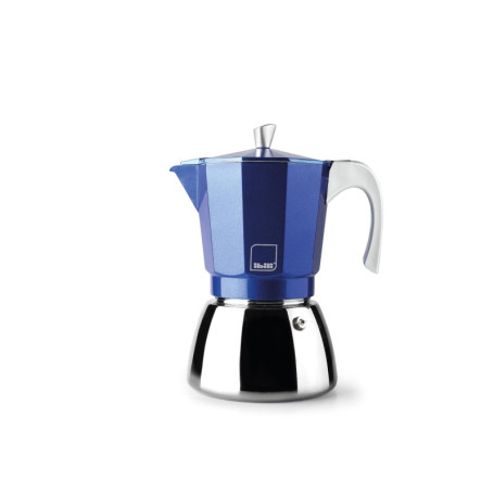 Cafetière Expresso IBILI Elba Bleue - 12 Tasses en Aluminium et Acier Inoxydable