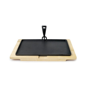 Assiette en Fonte Rectangulaire 34 x 20 cm avec Base en Bois de Hêtre - IBILI