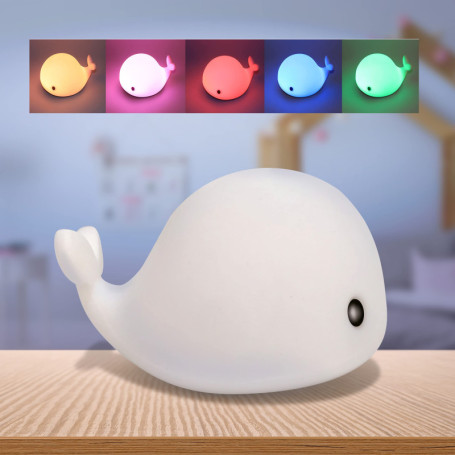 Veilleuse LED Baleine X4-LIFE - 7 Couleurs Tactiles pour Enfants