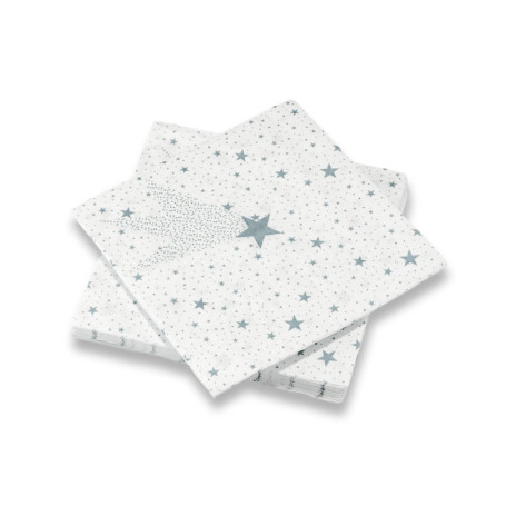 20 Serviettes en Papier 3 Plis Eternal Silver - 40x40cm