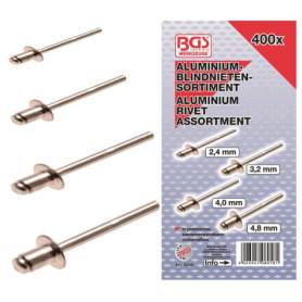Assortiment de Rivets Pop en Aluminium BGS - 400 Pièces de 2,4 à 4,8 mm