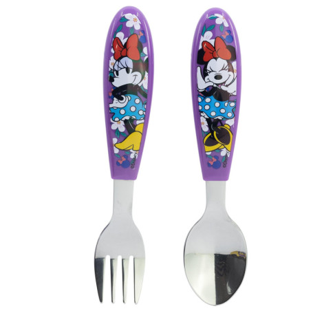 Set de couverts Minnie pour enfants en acier inoxydable - Cuillère et fourchette