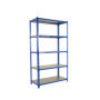 Étagère de Rangement Simon Rack 5 Niveaux - Capacité 180 kg - Bleu/Galvanisé