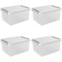Boîte de Rangement Empilable 15L - Lot de 4 avec Couvercle Transparent