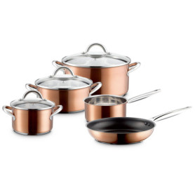 Ensemble de Casseroles Cuivrées MÄSER Asterion - 8 Pièces avec Poêle Antiadhésive