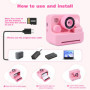 Appareil Photo Instantané Carehabi 1080P pour Enfants avec Impression et Carte 32 Go