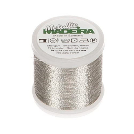 Fil à broder métallique Madeira 9842-04 - 201,2 m Argent pour broderie