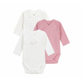 Lot de 3 bodies croisés manches longues en coton pour bébé - Petit Bateau