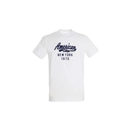 T-Shirt Blanc AMERICAN COLLEGE pour Enfants - Modèle AC207, Taille 14 Ans
