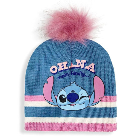 Chapeau d'Hiver Disney Stitch pour Fille avec Pom Pom