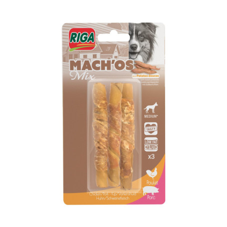 Bâtonnets Mach'Os pour Chien - Riche en Protéines au Porc et Poulet - Hygiène Buccale - 3 pièces