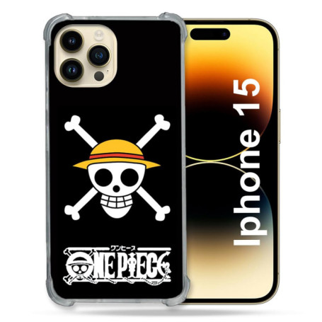 Coque Renforcée Cokitec pour iPhone 15 - Design Manga One Piece Tête de Mort