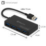 Hub USB 3.0 Waytex avec 4 Ports et Câble de 15 cm - Haute Vitesse 5Gbps