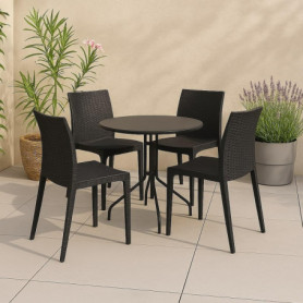 Lot de 4 chaises d'extérieur Palizzolo - Empilables et Peu Encombrantes - Anthracite