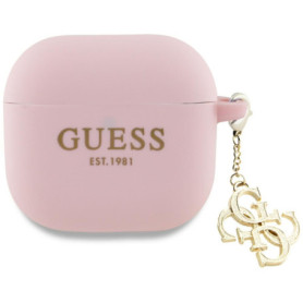 Coque Silicone Rose Guess 4G pour AirPods 4 - Élégance et Protection