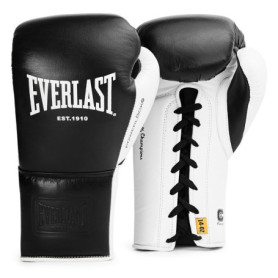 Gants de Boxe Everlast Powerlock OG Pro 12oz Noir/Blanc avec Lacets